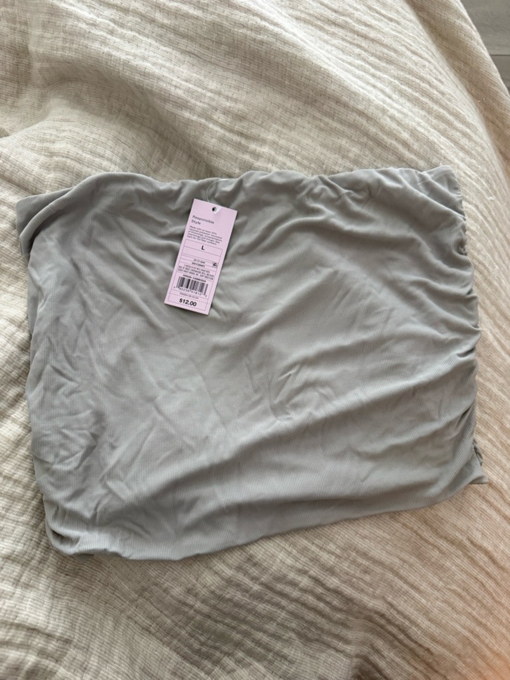 wild fable Light Gray Ribbed Strapless Crop Top